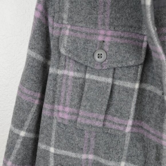 J.Crew Wool Blend Plaid Shacket Jacket Gray Purple Size‎ Small - Picture 3 of 10